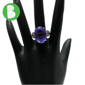 FINE STERLING SILVER 925 TOPAZ & TANZANITE STATEMENT RING (8)